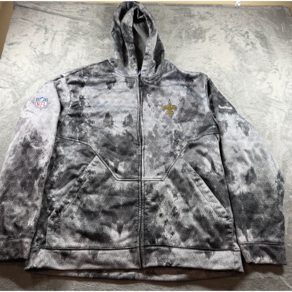 Reebok Other - New Orleans Saints Hoodie Mens 2XL Reebok On Field Gray Full Zip NFL